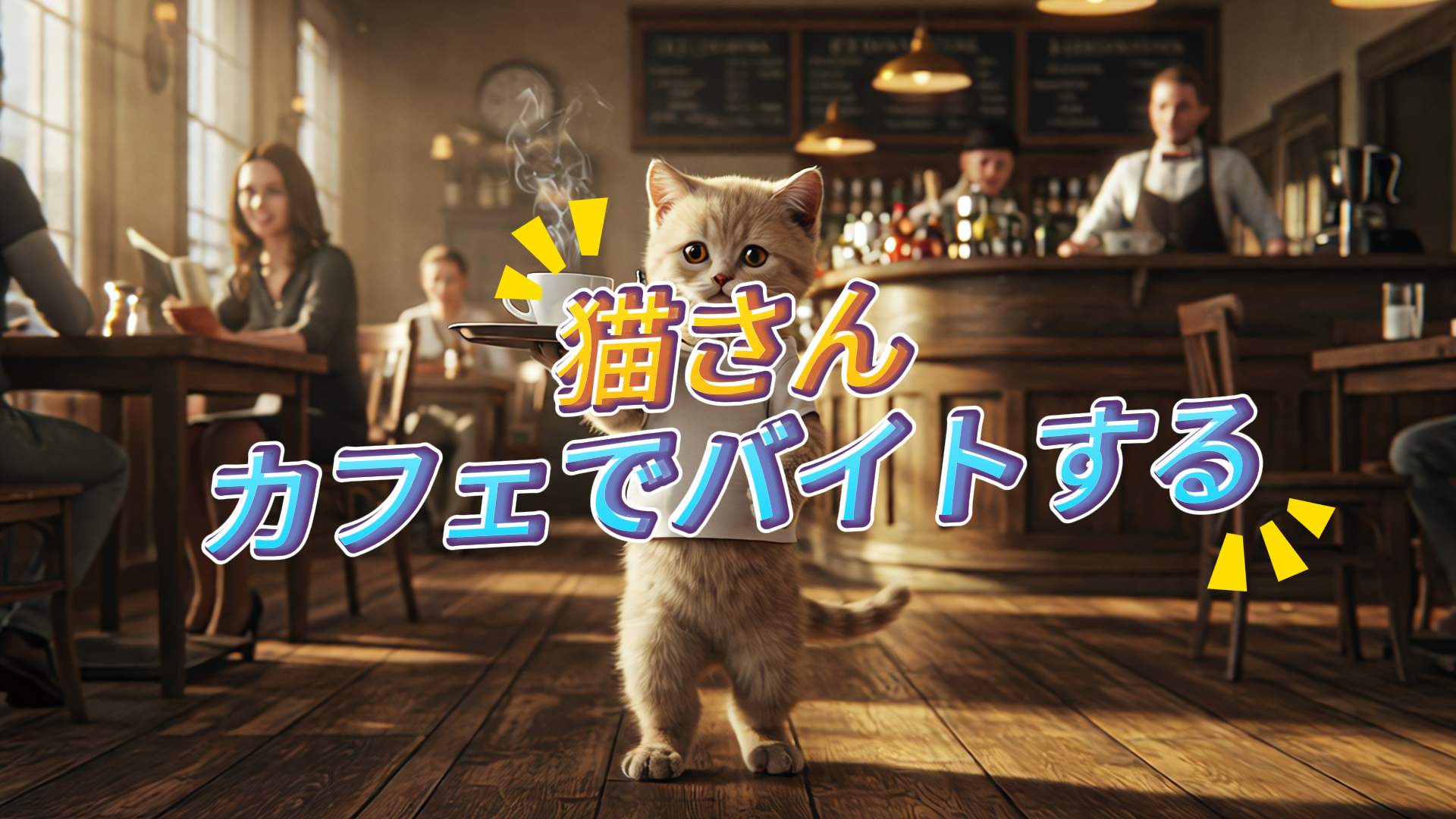豚さんと猫缶の映画紹介！『猫さんカフェでバイトする』癒しのAIショートムービー